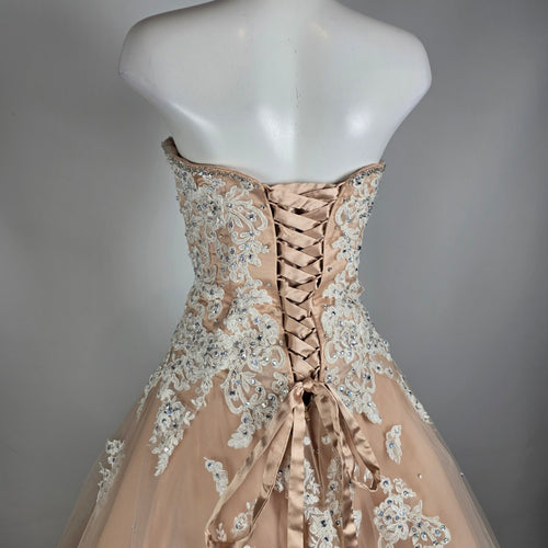 Morilee by Madeline Gardner Blush Lace Ball Gown Formal Dress Size 16
