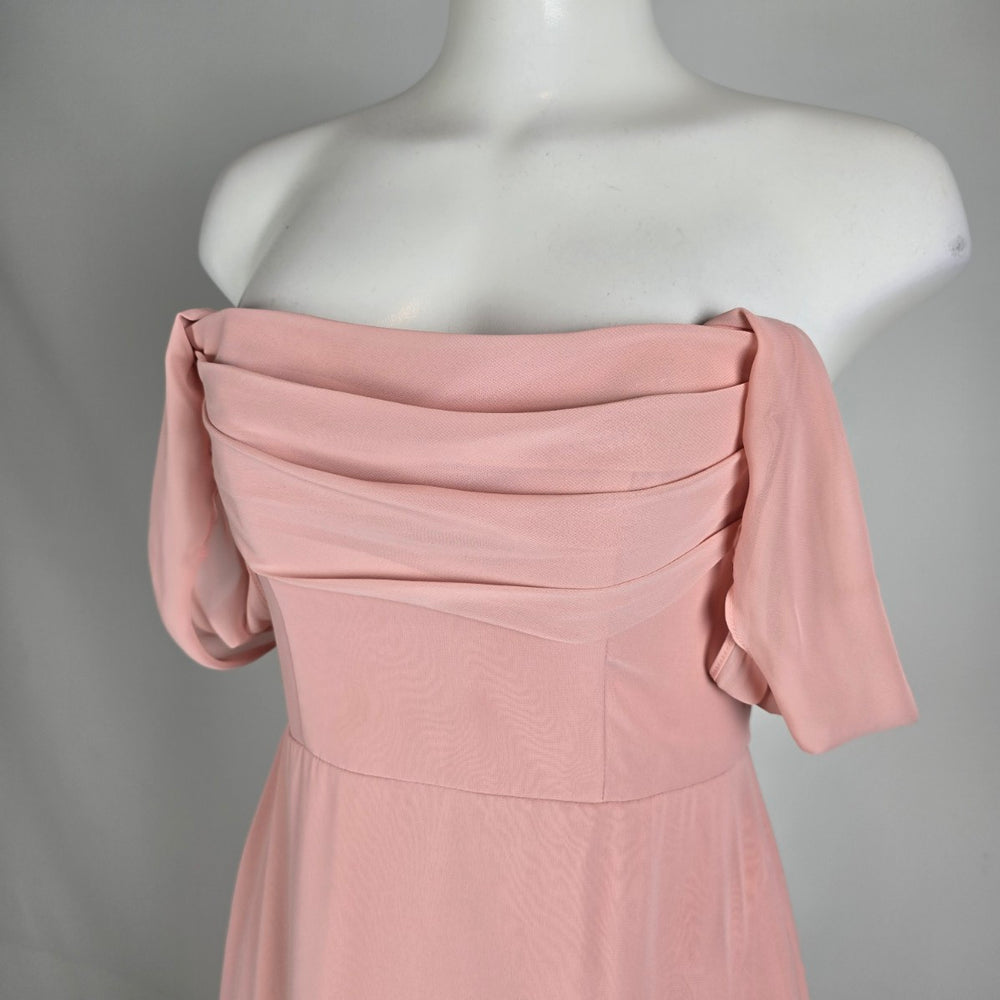 Azazie Blush Pink Off Shoulder Formal Gown Size S/M