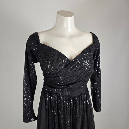Faeriesty Black Sequin Formal Gown Plus Size 1XL