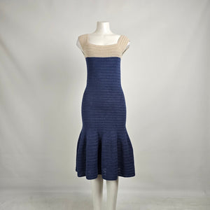 Crochet Knit Mermaid Dress Navy & Cream Size S