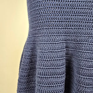 Crochet Knit Mermaid Dress Navy & Cream Size S