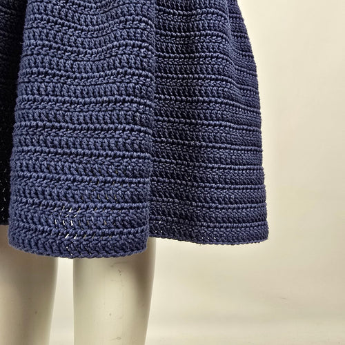 Crochet Knit Mermaid Dress Navy & Cream Size S