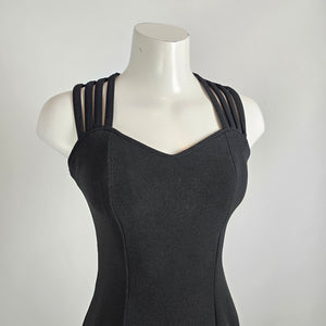 Vintage Dramatix Black Evening Dress Size 8
