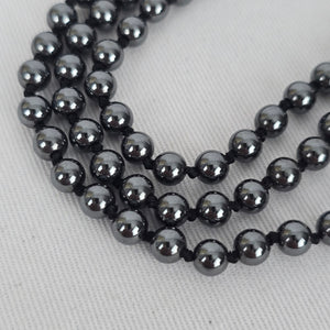 Vintage Hematite Bead Multi-Strand Necklace with Black Cabochon Accent
