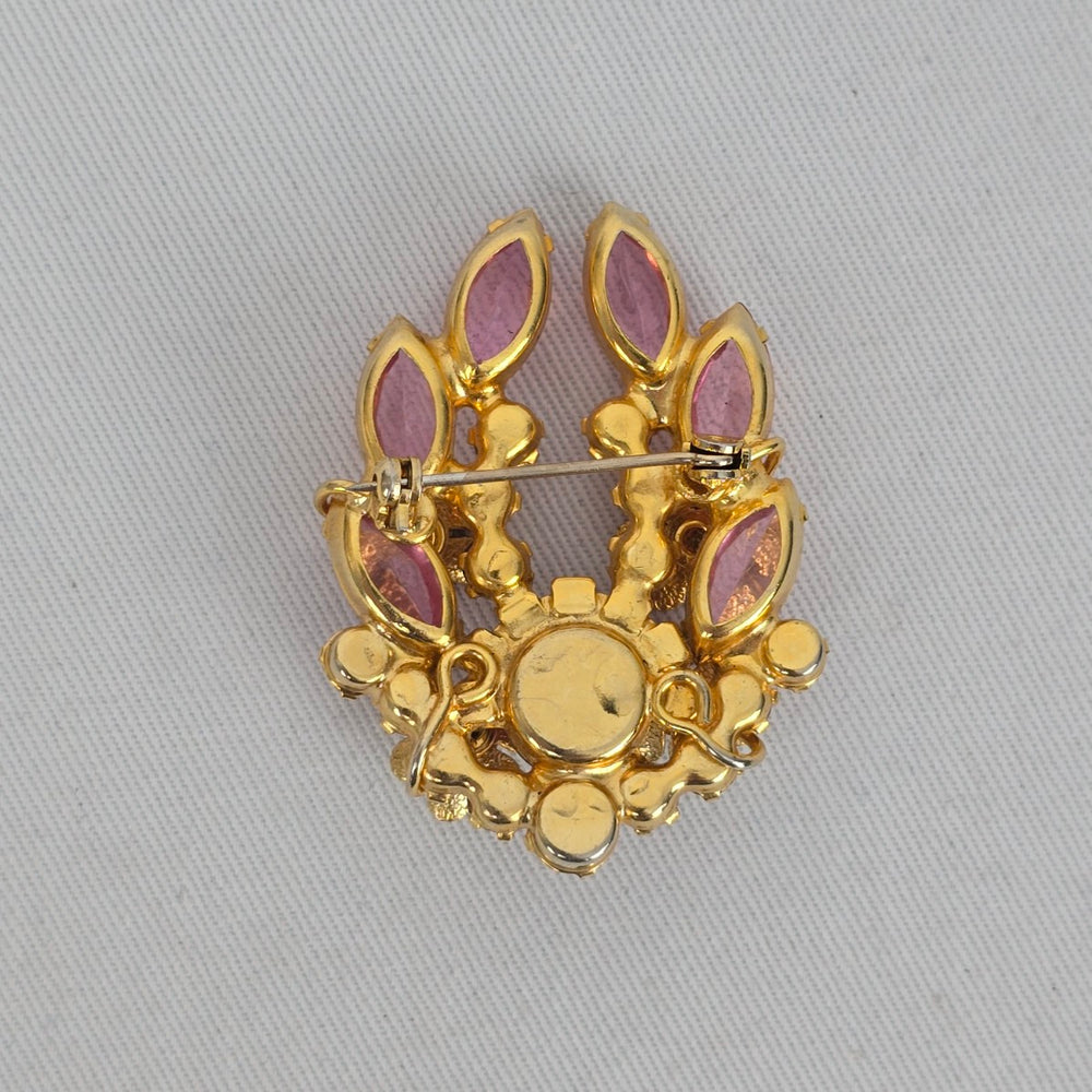 Vintage D&E Juliana Pink Rhinestone Flower Cluster Brooch