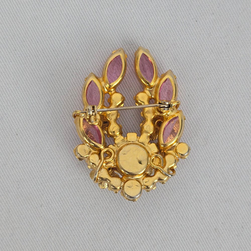 Vintage D&E Juliana Pink Rhinestone Flower Cluster Brooch