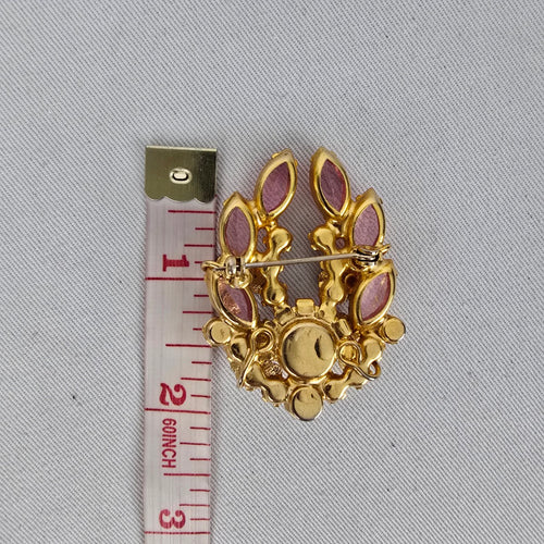 Vintage D&E Juliana Pink Rhinestone Flower Cluster Brooch
