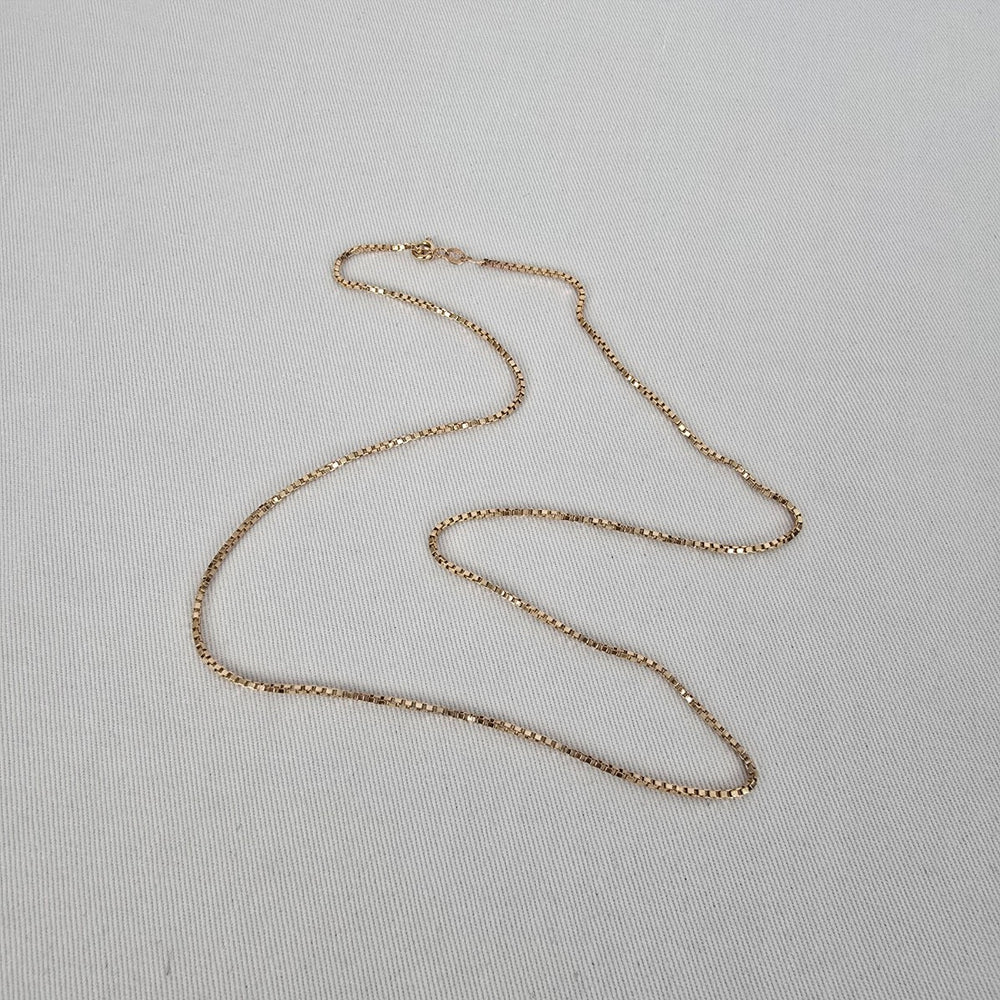 10K Gold Box Chain Necklace 20” Fine Yellow Gold Chain