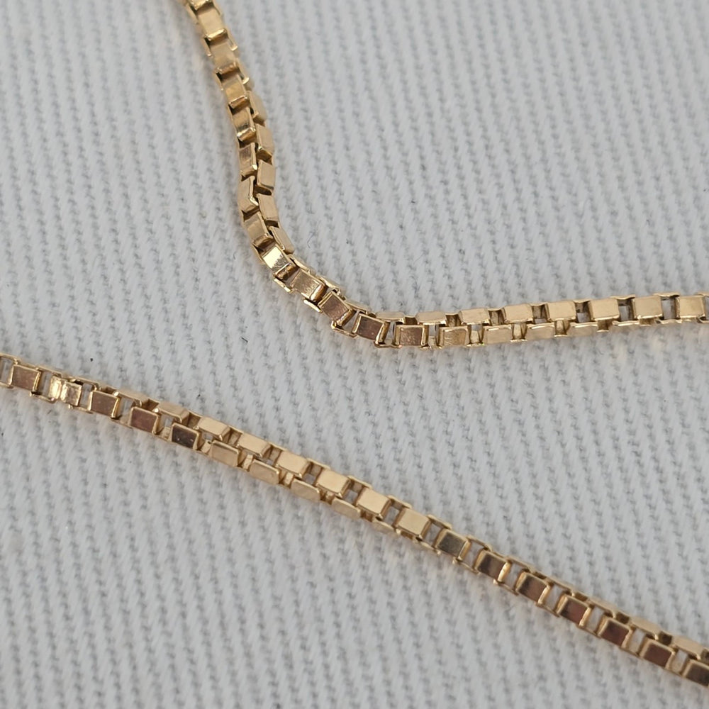 10K Gold Box Chain Necklace 20” Fine Yellow Gold Chain