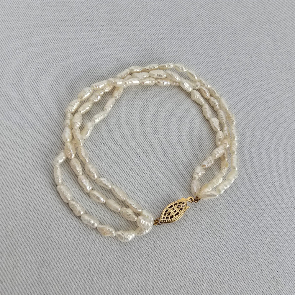 Vintage Freshwater Pearl Layered Bracelet w/ 14K Gold Filled Clasp