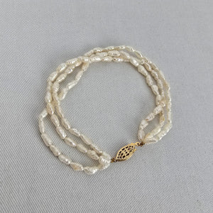 Vintage Freshwater Pearl Layered Bracelet w/ 14K Gold Filled Clasp