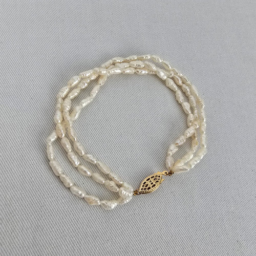 Vintage Freshwater Pearl Layered Bracelet w/ 14K Gold Filled Clasp