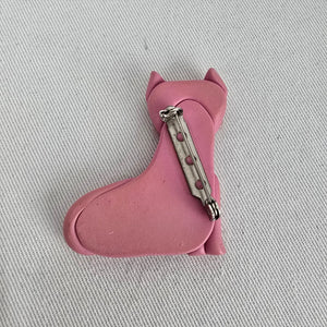 Vintage Pink Cat Brooch Whimsical Kitschy Kitty Pin