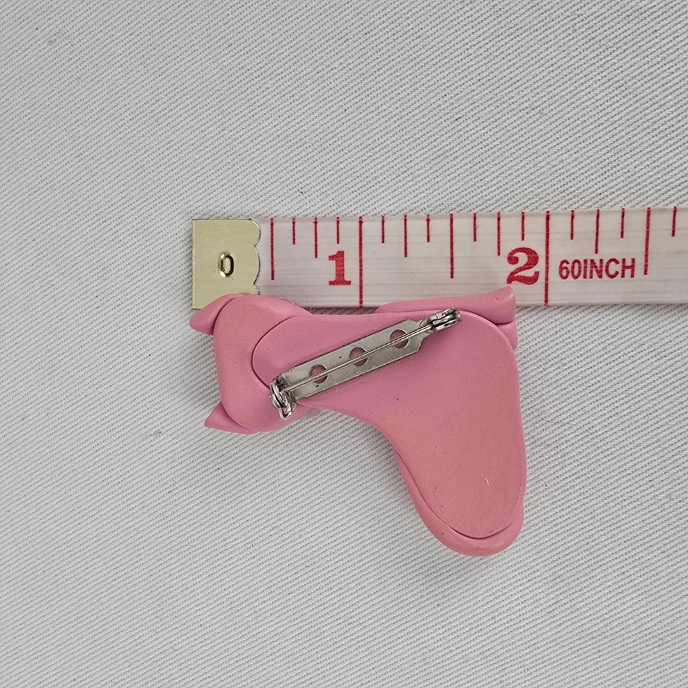 Vintage Pink Cat Brooch Whimsical Kitschy Kitty Pin