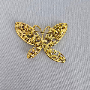 Vintage Rhinestone Butterfly Brooch Aurora Borealis Pin