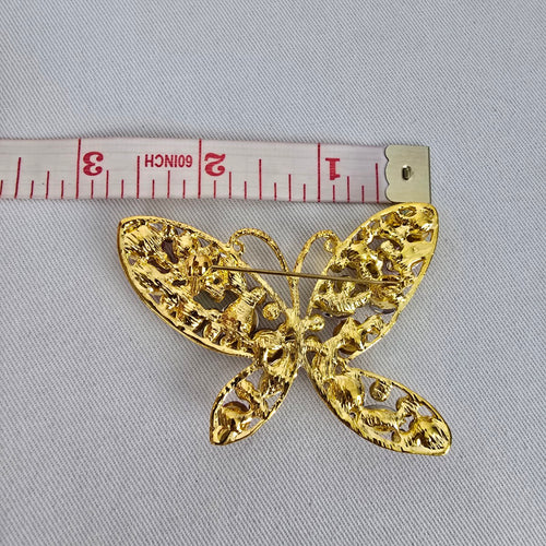 Vintage Rhinestone Butterfly Brooch Aurora Borealis Pin