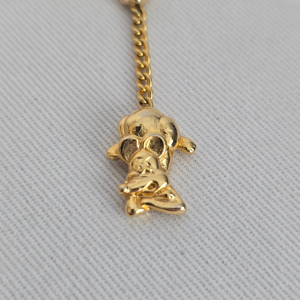 Vintage Gold Tone Cat Pin Figural Brooch with Mouse
