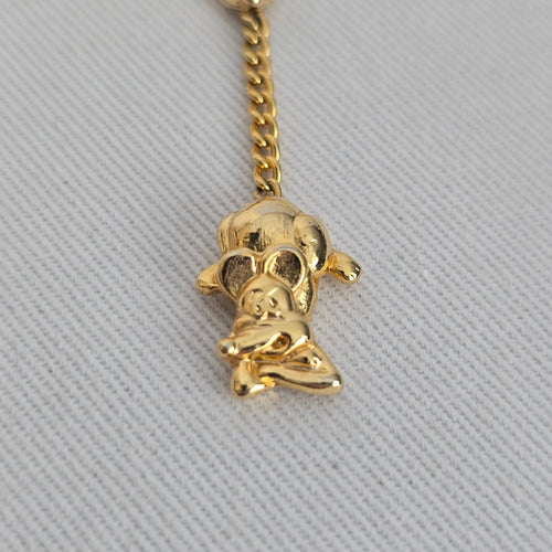 Vintage Gold Tone Cat Pin Figural Brooch with Mouse