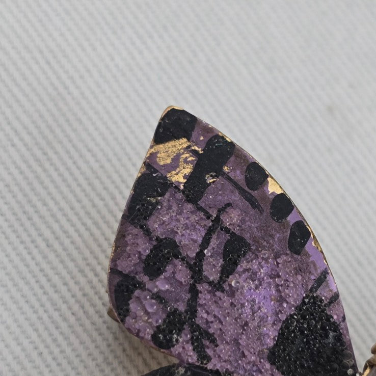 Vintage Czechoslovakia Butterfly Brooch Purple Enamel Rhinestone Pin