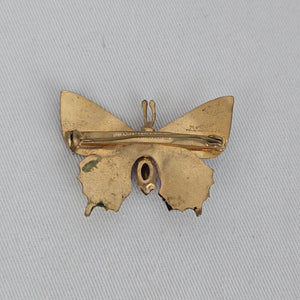 Vintage Czechoslovakia Butterfly Brooch Purple Enamel Rhinestone Pin