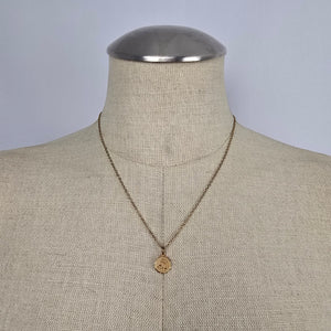 Vintage Libra Zodiac Necklace Gold Tone Astrology Pendant