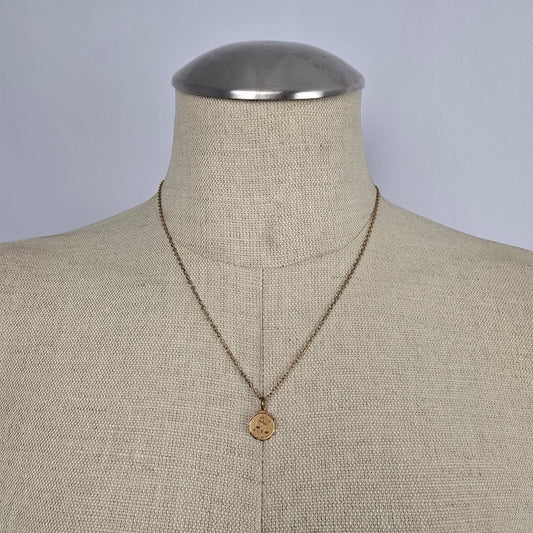 Vintage Libra Zodiac Necklace Gold Tone Astrology Pendant
