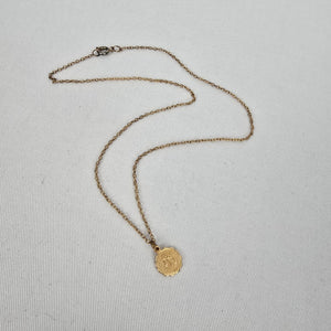 Vintage Libra Zodiac Necklace Gold Tone Astrology Pendant