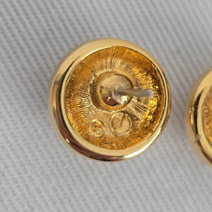 Vintage Swarovski Gold Tone Crystal Pavé Dome Stud Earrings