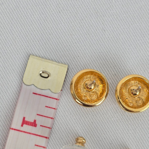 Vintage Swarovski Gold Tone Crystal Pavé Dome Stud Earrings