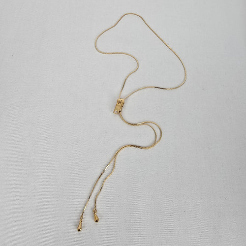 Vintage Zipper Adjustable Gold Tone Bolo Necklace