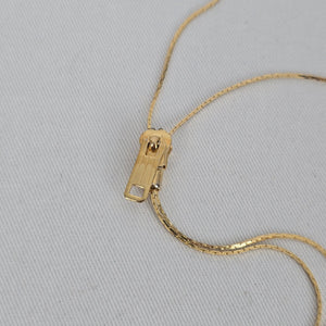 Vintage Zipper Adjustable Gold Tone Bolo Necklace