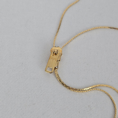 Vintage Zipper Adjustable Gold Tone Bolo Necklace