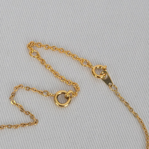 Vintage Gold Tone Blue Crystal Pendant Necklace