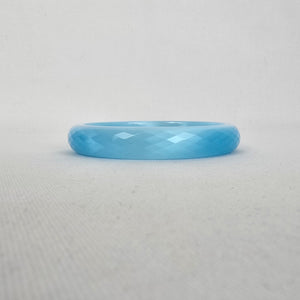 Vintage Faceted Aqua Glass Bangle Bracelet