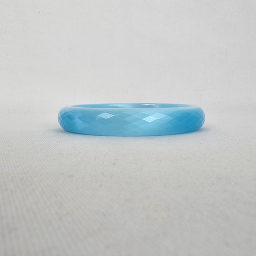 Vintage Faceted Aqua Glass Bangle Bracelet