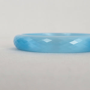 Vintage Faceted Aqua Glass Bangle Bracelet
