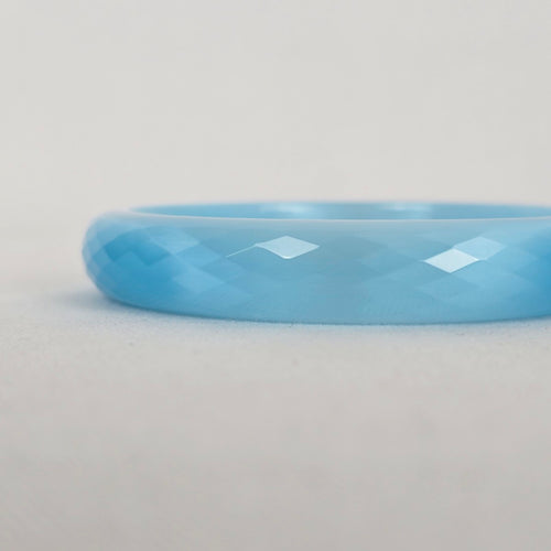 Vintage Faceted Aqua Glass Bangle Bracelet