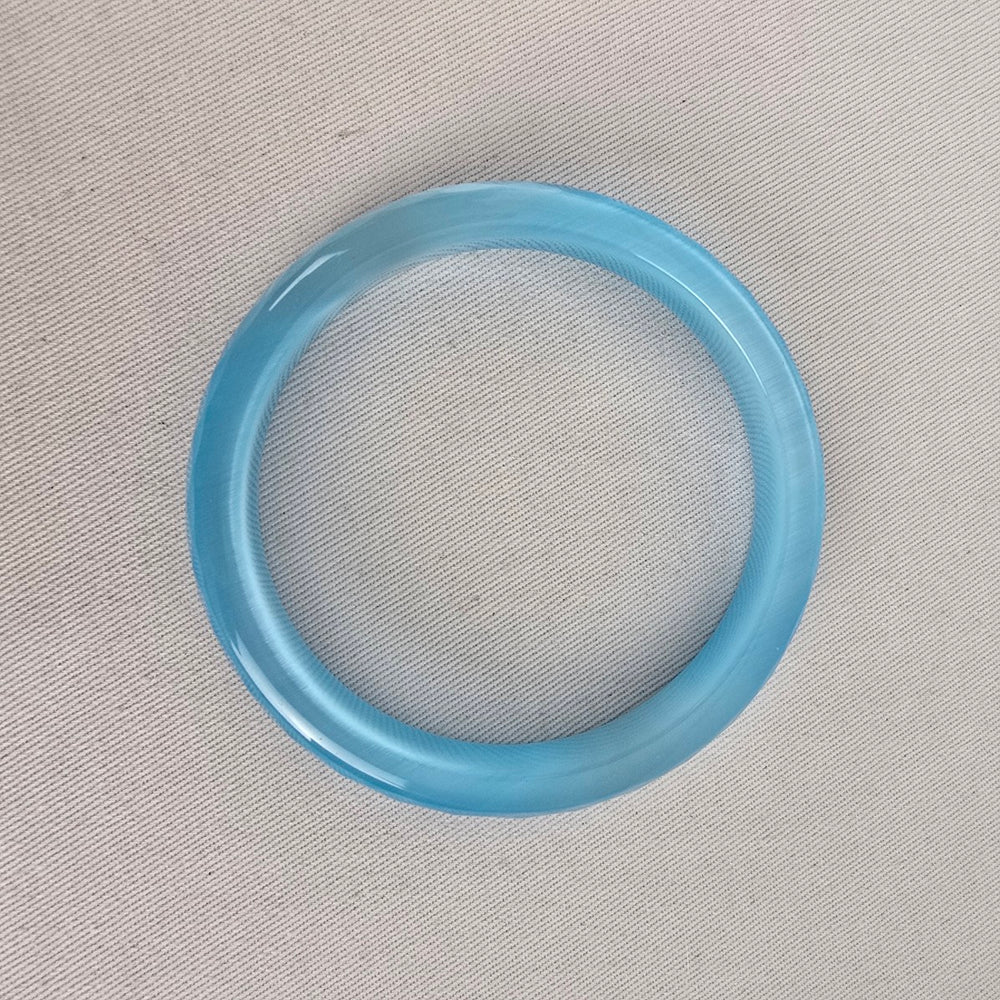 Vintage Faceted Aqua Glass Bangle Bracelet