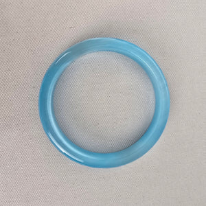 Vintage Faceted Aqua Glass Bangle Bracelet