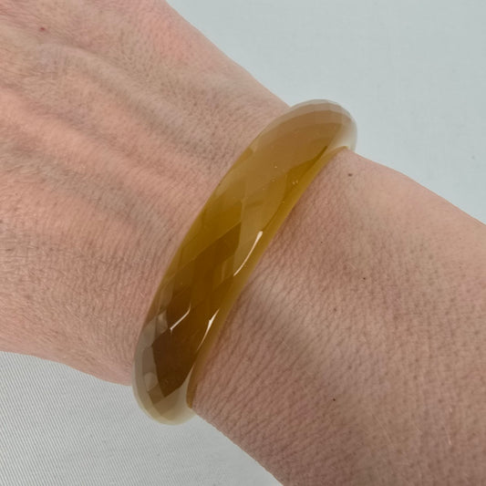 Vintage Faceted Caramel Crystal Glass Bangle Bracelet