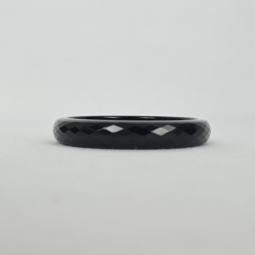 Vintage Faceted Black Crystal Glass Bangle Bracelet