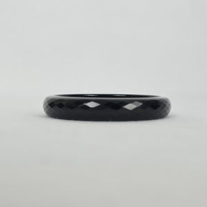 Vintage Faceted Black Crystal Glass Bangle Bracelet