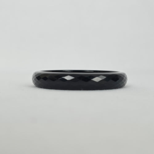 Vintage Faceted Black Crystal Glass Bangle Bracelet