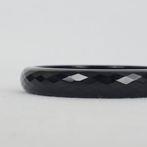Vintage Faceted Black Crystal Glass Bangle Bracelet