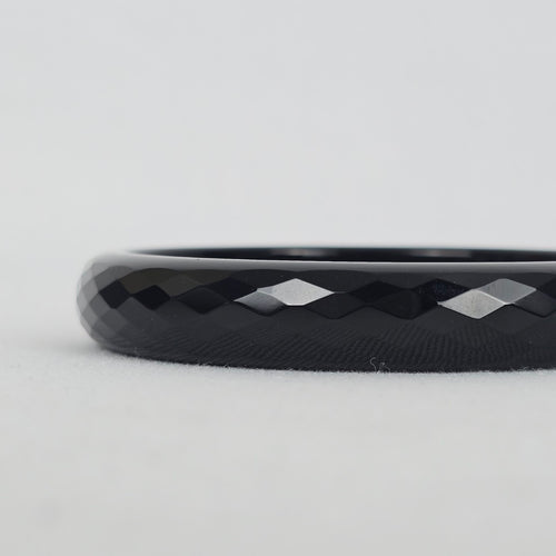Vintage Faceted Black Crystal Glass Bangle Bracelet