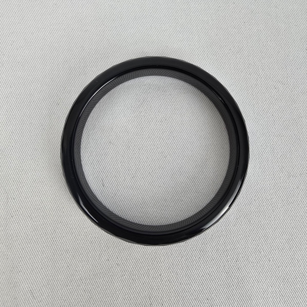 Vintage Faceted Black Crystal Glass Bangle Bracelet