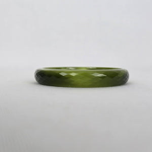 Vintage Faceted Green Crystal Glass Bangle Bracelet
