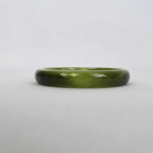 Vintage Faceted Green Crystal Glass Bangle Bracelet