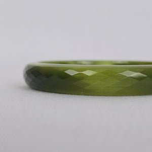 Vintage Faceted Green Crystal Glass Bangle Bracelet