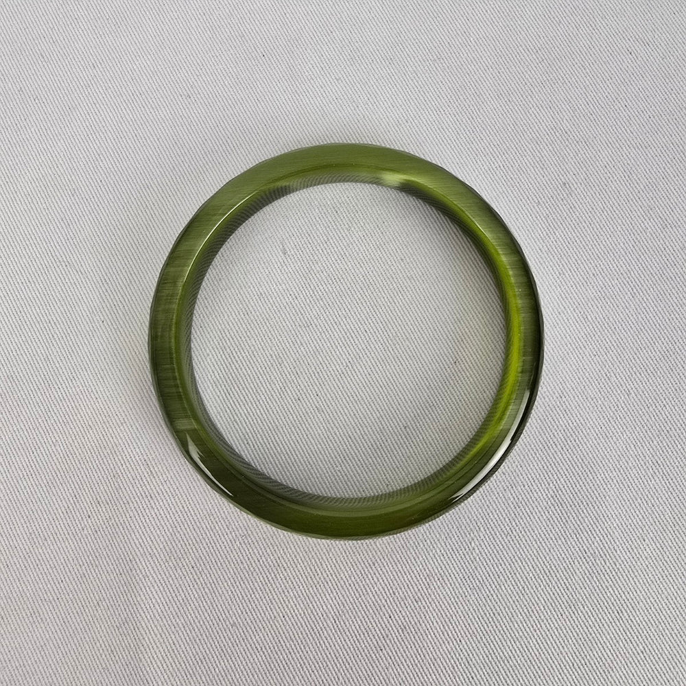 Vintage Faceted Green Crystal Glass Bangle Bracelet